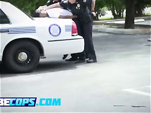 busty black-haired cops satiate a ebony fellow
